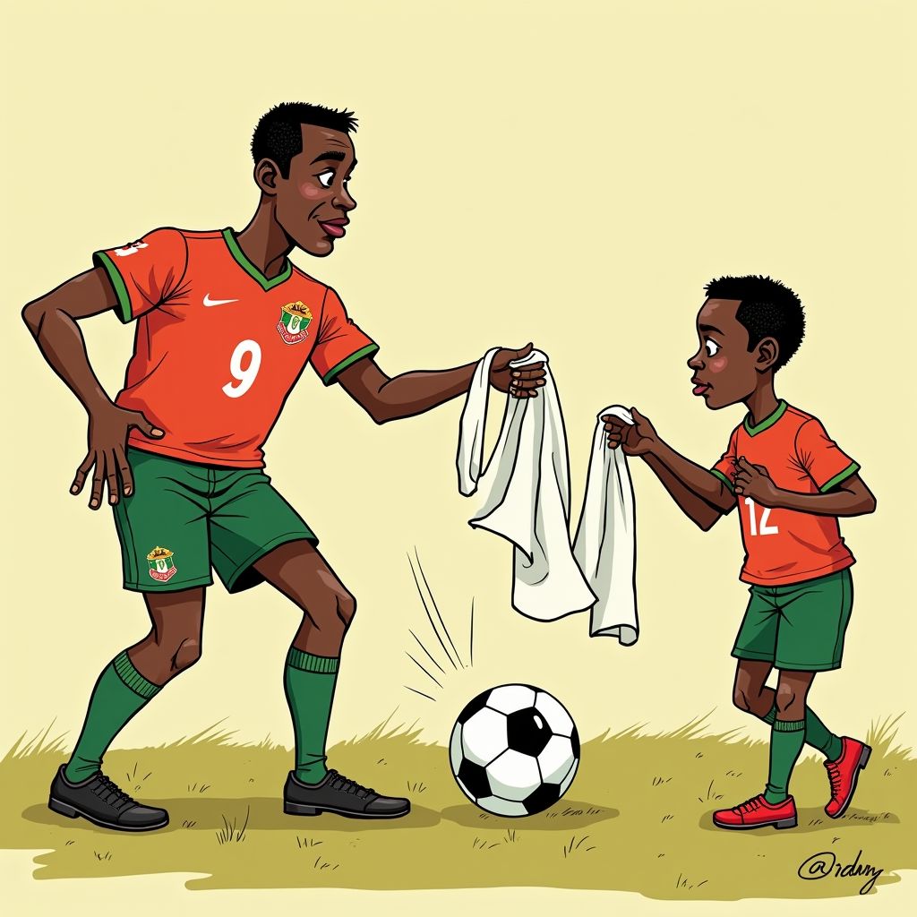 PSV-speler Saibari probeert handdoek te stelen van tegenstander tijdens Afrika Cup finale