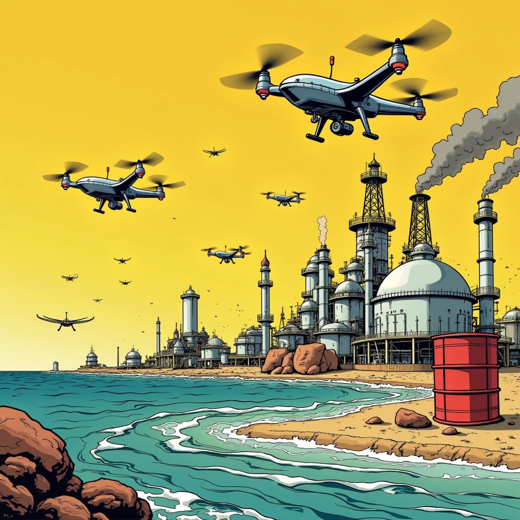 Iran sluit Straat van Hormuz en valt Saoedische olieraffinaderij aan met drones