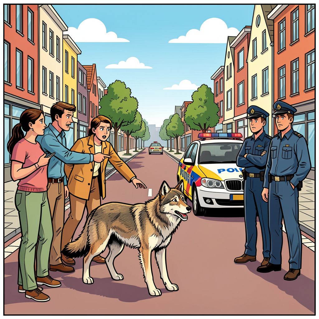Bezorgde burgers bellen de politie voor een wolf in Wageningen, maar het blijkt een vermiste hond te zijn.
