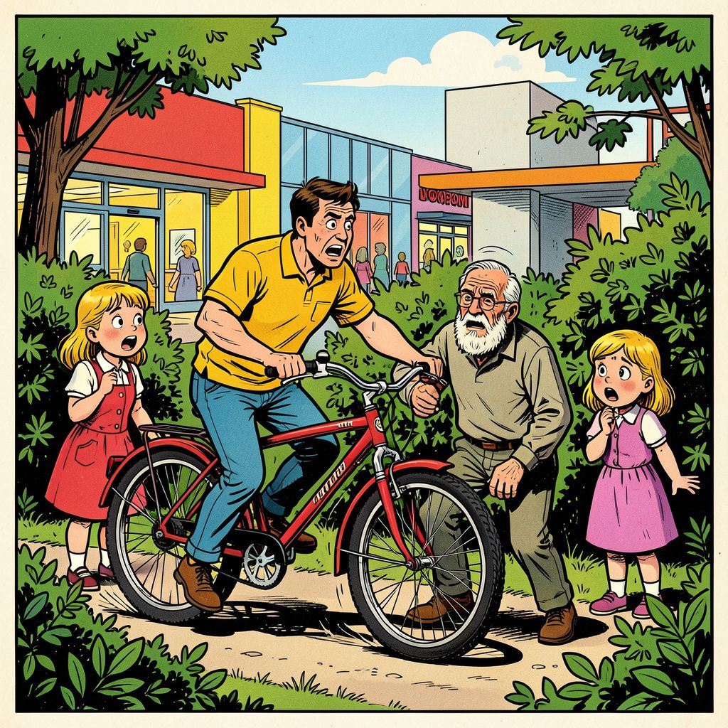Fatbiker van 17 duwt 80-jarige man voor ogen van kleinkinderen in de bosjes