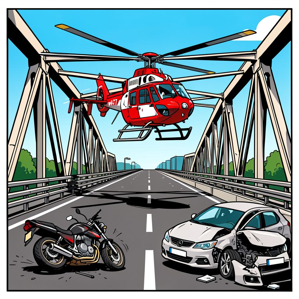 Traumahelikopter landt midden op de snelweg na een zware crash op de Merwedebrug.