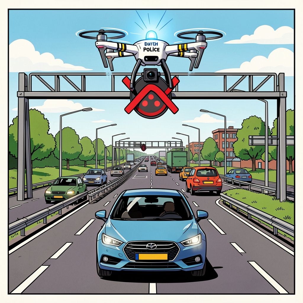 De politie zet vanaf nu in heel Nederland drones in om verkeershufters te bekeuren.