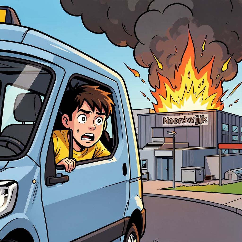 Een tiener vlucht in een taxi na een nachtelijke aanslag op een drukkerij.