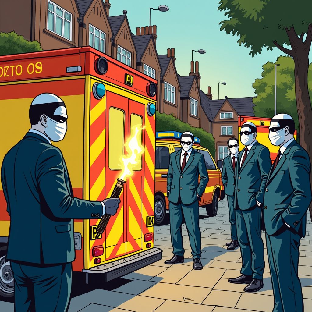 Drie gemaskerde daders steken joodse ambulances in brand voor synagoge in Londen