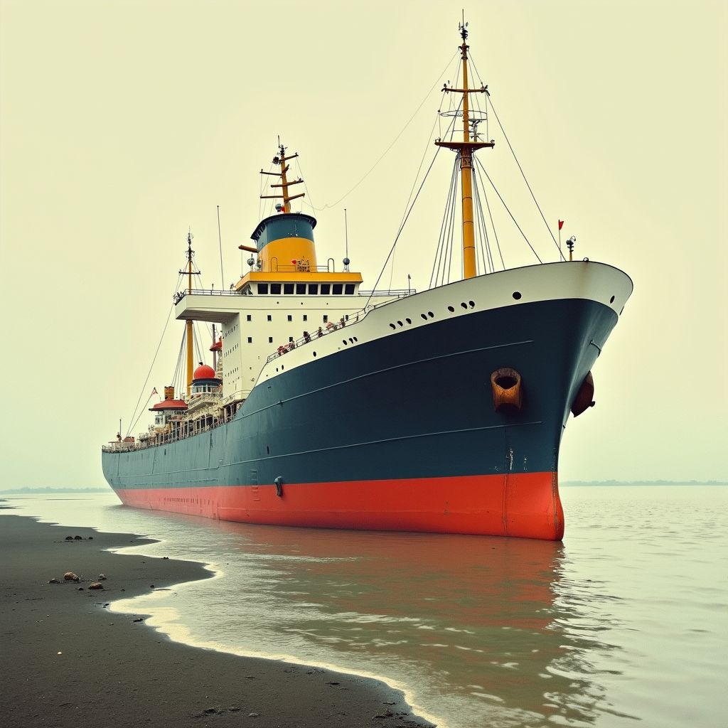 Mist zorgt ervoor dat 81 meter lang schip vastloopt op droogvallende Westerschelde bij Terneuzen