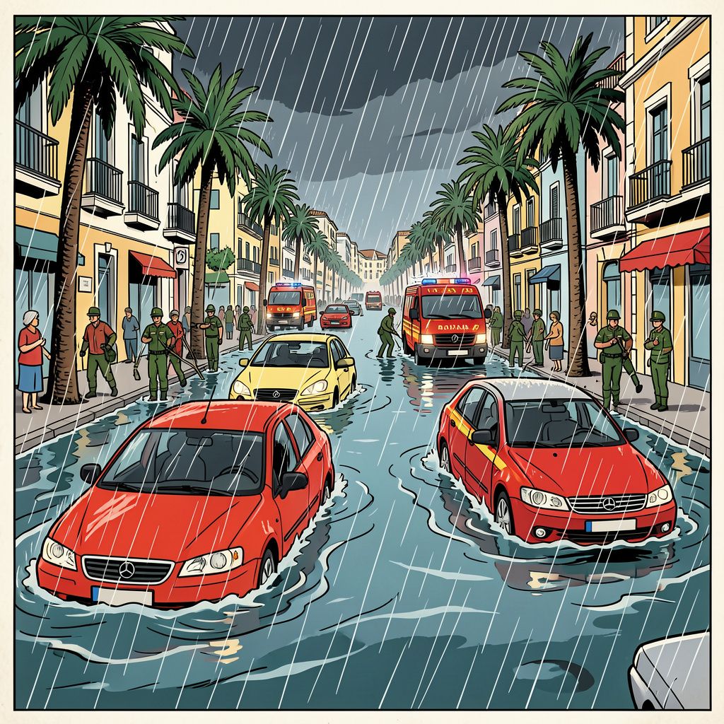 Storm Adam treft het oosten van Spanje en Mallorca met een gigantische regenmassa.