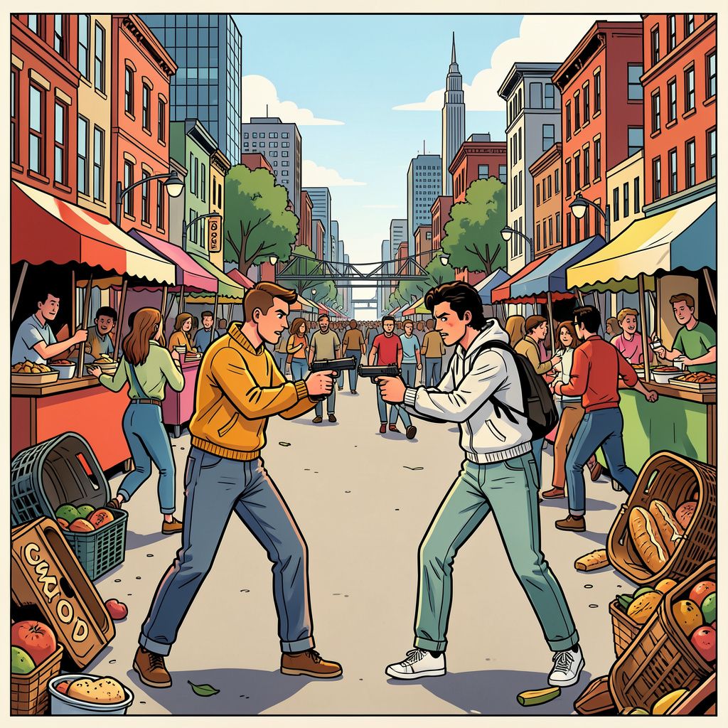 Een gezellig eetfestijn in Seattle verandert plotseling in een dodelijk vuurgevecht tussen twee schutters.
