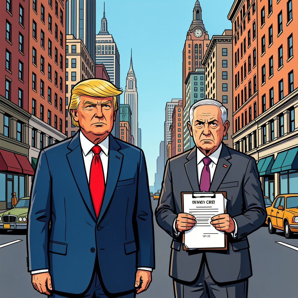 Donald Trump beschermt Benjamin Netanyahu tegen de arrestatieplannen van de burgemeester van New York.