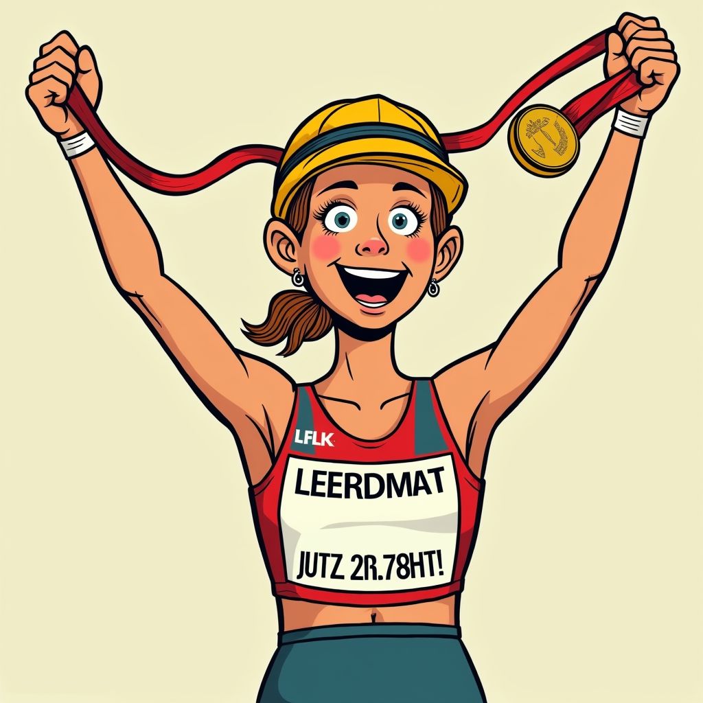 Jutta Leerdam springt zo hard van vreugde dat haar gouden medaille meteen een deuk krijgt