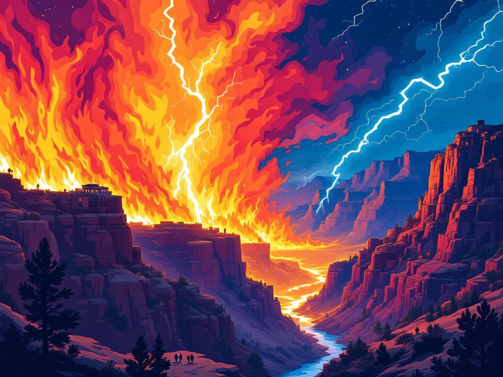 Vuurzee verslikt Grand Canyon: Bliksem ontsteekt verwoestende natuurramp
