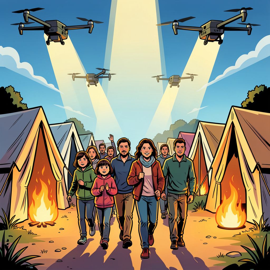 Israëlische drones zetten tentenkamp in lichterlaaie en maken honderden gezinnen dakloos.