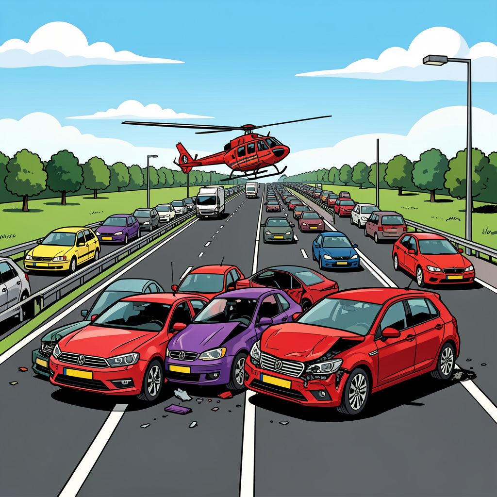 Een kettingbotsing op de A16 eist een leven en legt het verkeer rond Rotterdam volledig plat.
