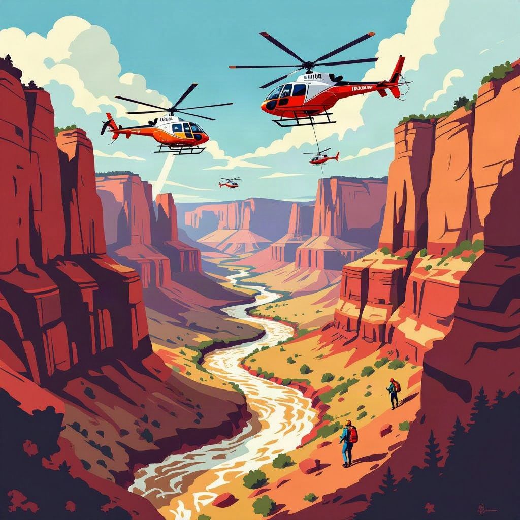 Helikopters redden tientallen wandelaars na een metershoge vloedgolf in de Grand Canyon