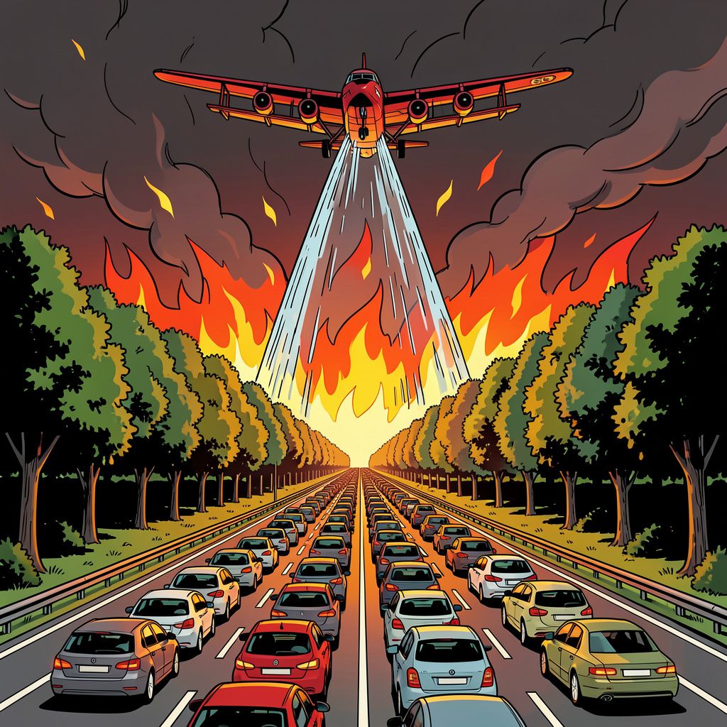 Een ongekende bosbrand bij Parijs legt de Route du Soleil plat.