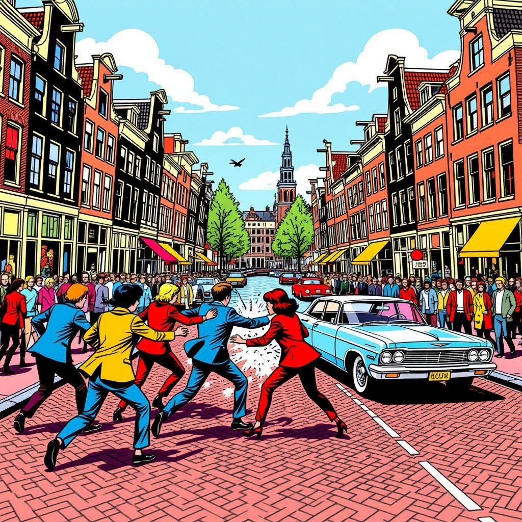 Een massale straatruzie in Amsterdam eindigt in een ernstige steekpartij.