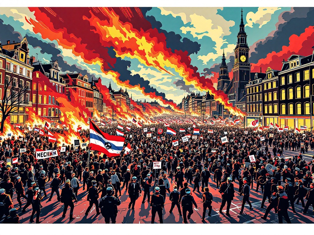 Duizend extreemrechtse demonstranten trokken zondag door Amsterdam met nazi-vlaggen en antisemitische leuzen