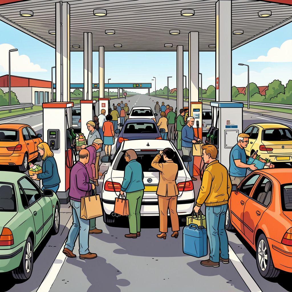 Nederlanders pinnen massaal miljarden over de grens voor benzine en boodschappen.
