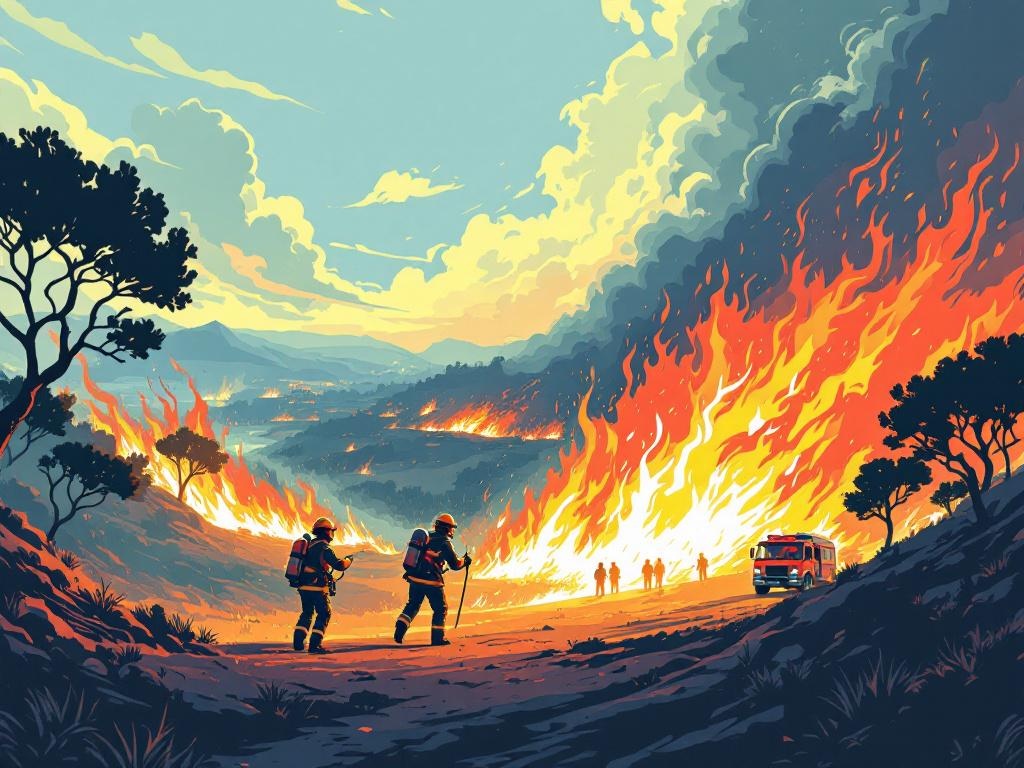 Vuurzee teistert Chios: 100 brandweerlieden vechten tegen helse bosbrand
