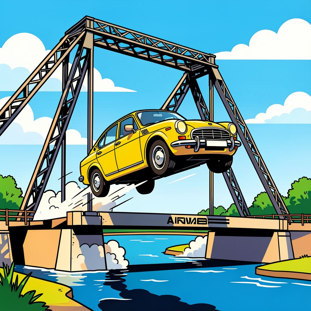 Automobilist springt met wagen van stijgende hefbrug in Waddinxveen.