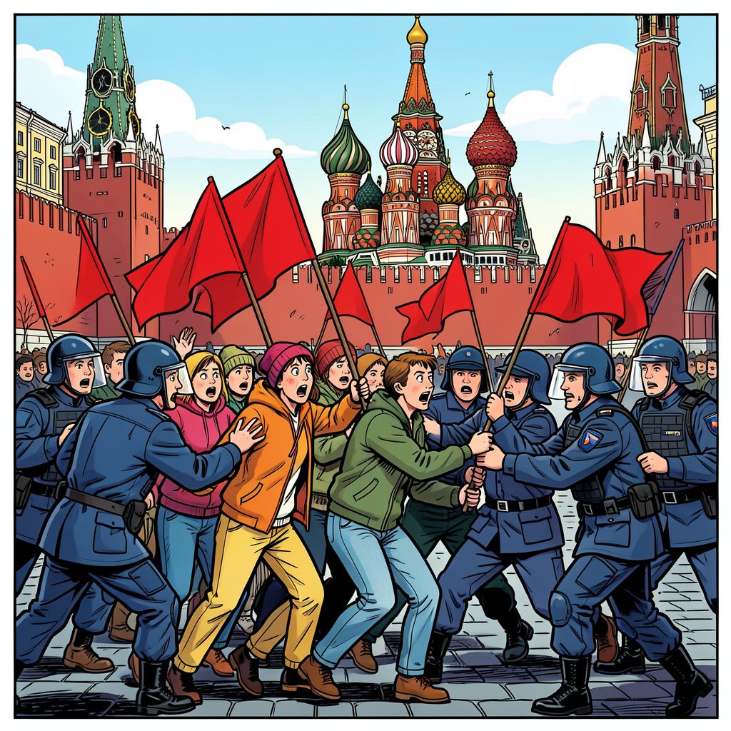 Zelfs een goedgekeurd protest van Kremlin-vrienden eindigt in Moskou met harde arrestaties.