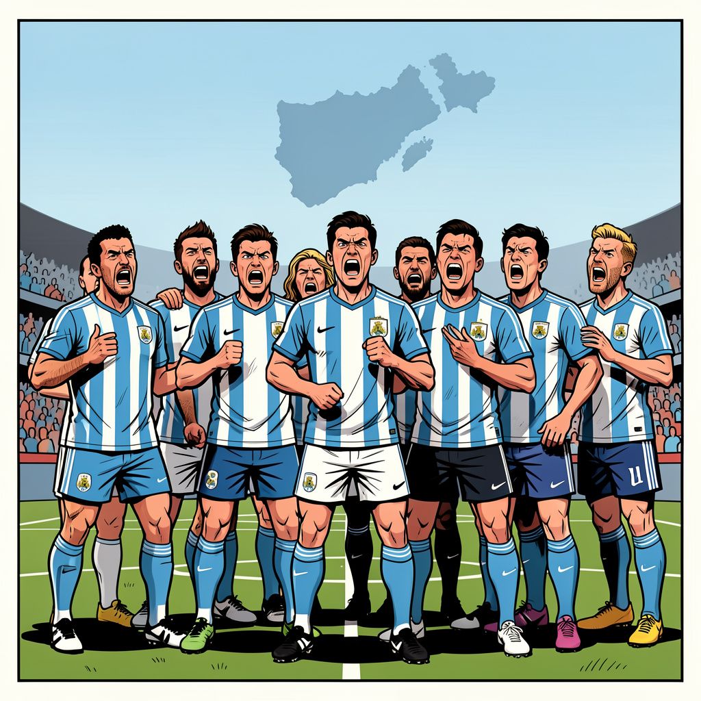 Argentijnse voetballers jagen de spanning op met een provocerend lied over de Falklandeilanden voor de clash met Engeland.