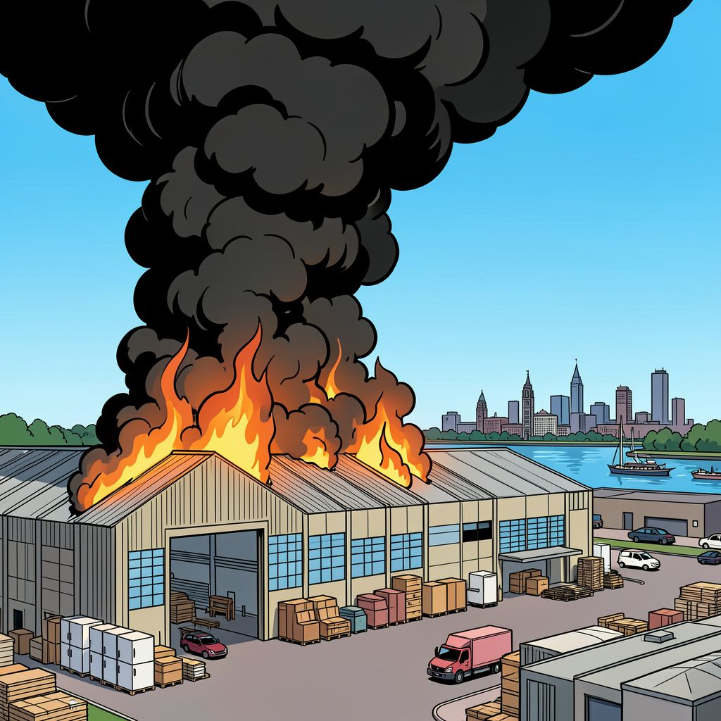 Een verwoestende brand in Aalsmeer legt een meubelloods volledig in de as.