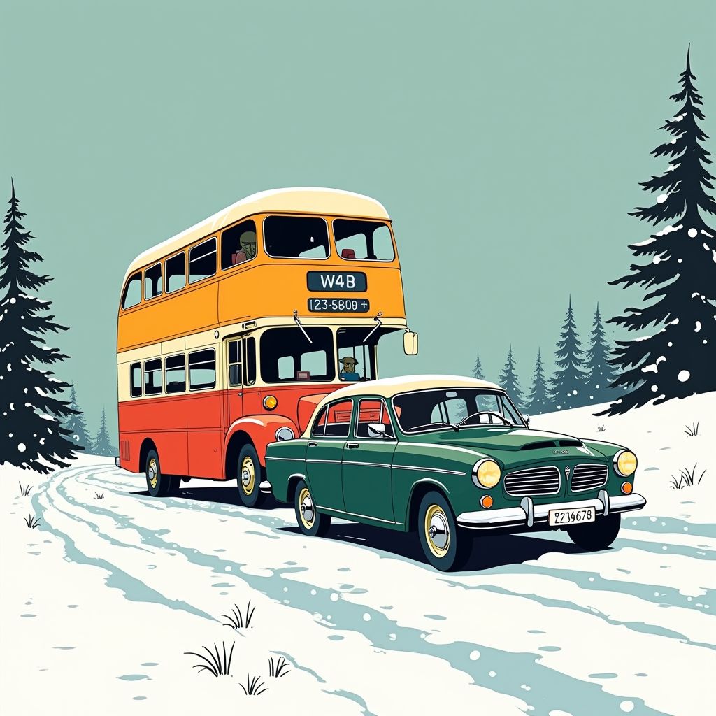 Een 1700 kilo Volvo trekt een 27 ton zware bus uit de sneeuw