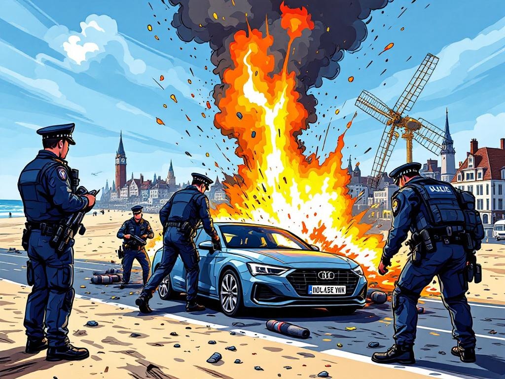 Politie vindt bom in auto Lisse en laat deze ontploffen op strand Noordwijk