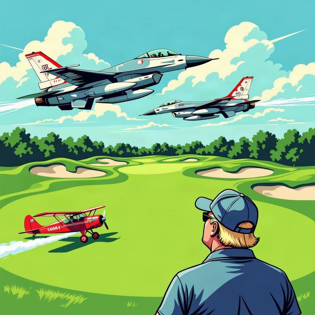 Amerikaanse F-16's jagen op verdwaalde sportvliegtuigjes boven de golfbaan van Donald Trump.