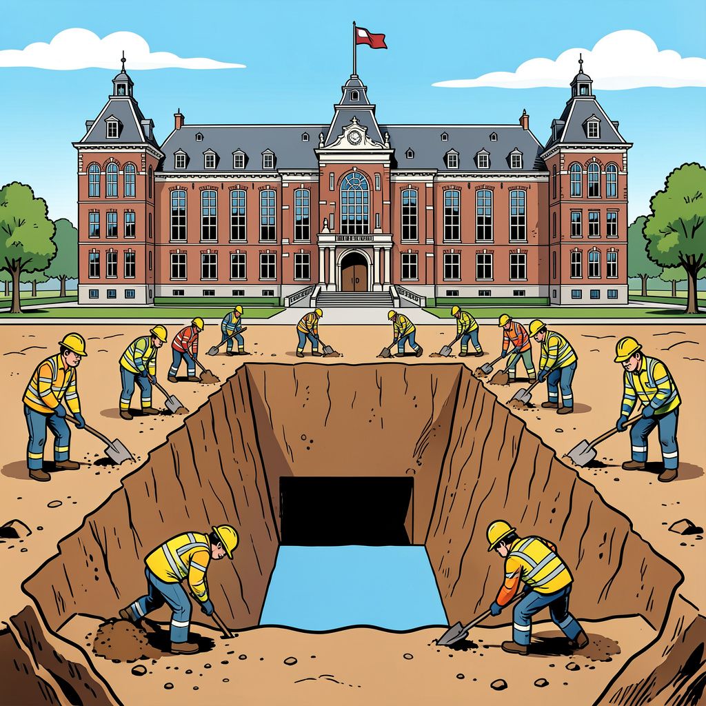 De Tweede Kamer boort zich een weg naar een gloednieuwe ondergrondse voordeur voor het grote publiek.