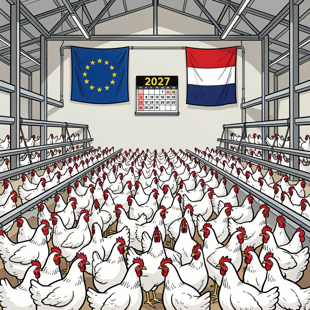 Nederlandse vleeskuikens krijgen vanaf 2027 meer ademruimte door strengere regels.