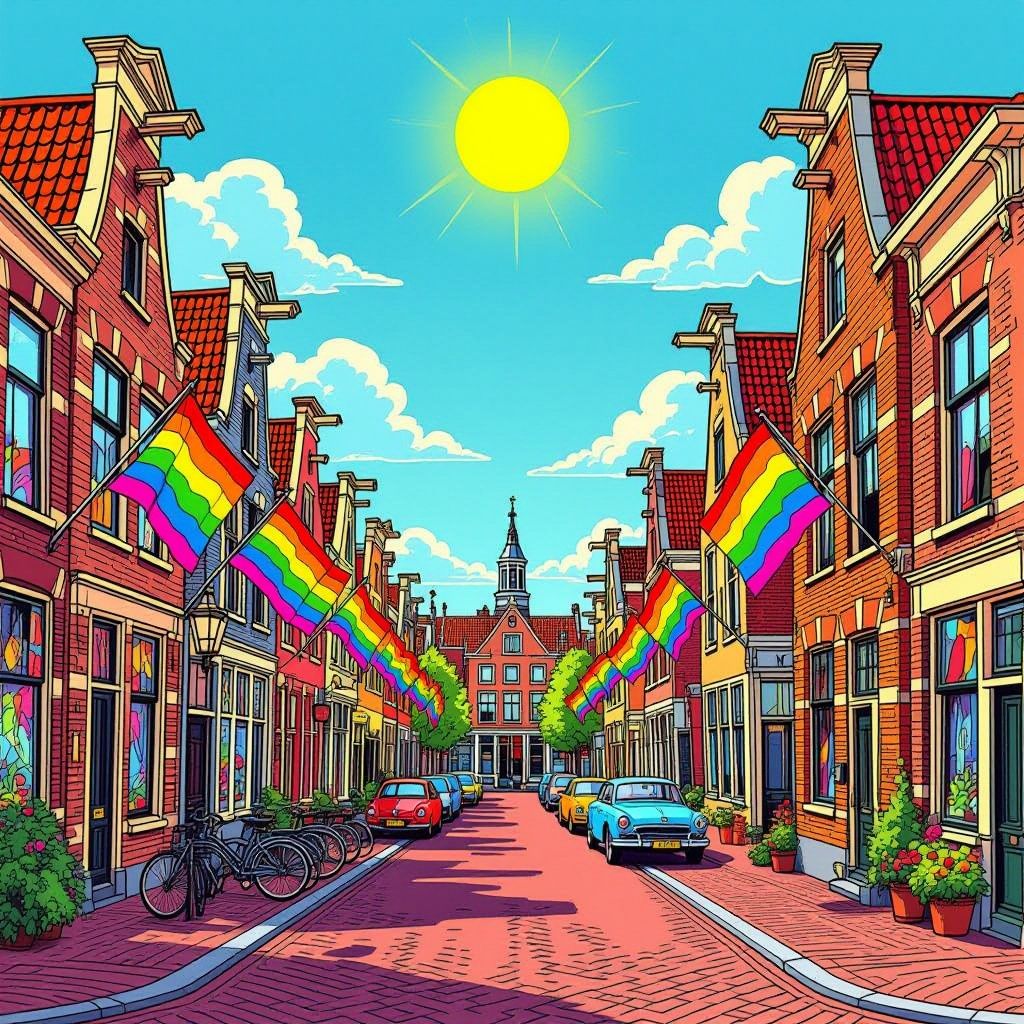 Dreigbrief tegen queer kind van 11 verandert Haarlemse straat in zee van regenboogvlaggen