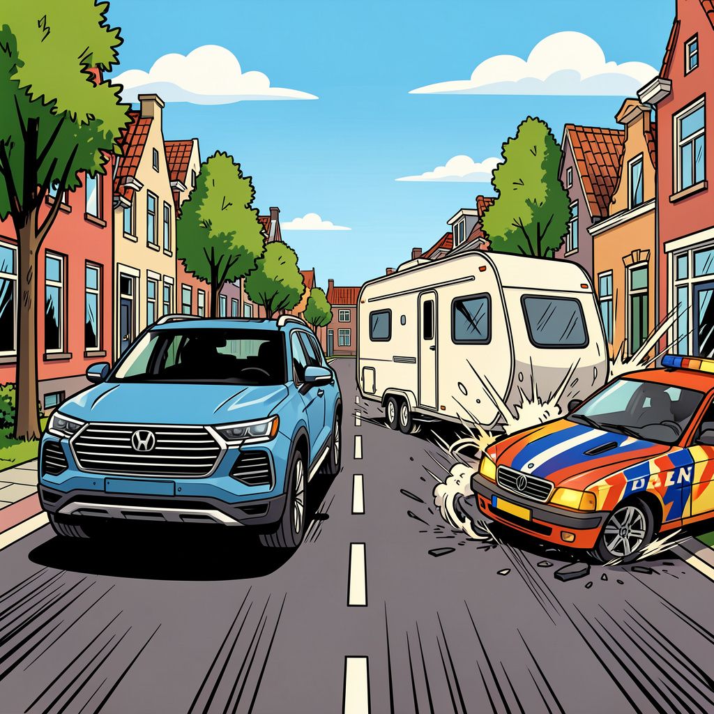 Dieven ontkoppelen caravan tijdens achtervolging en rammen politieauto in Uden.