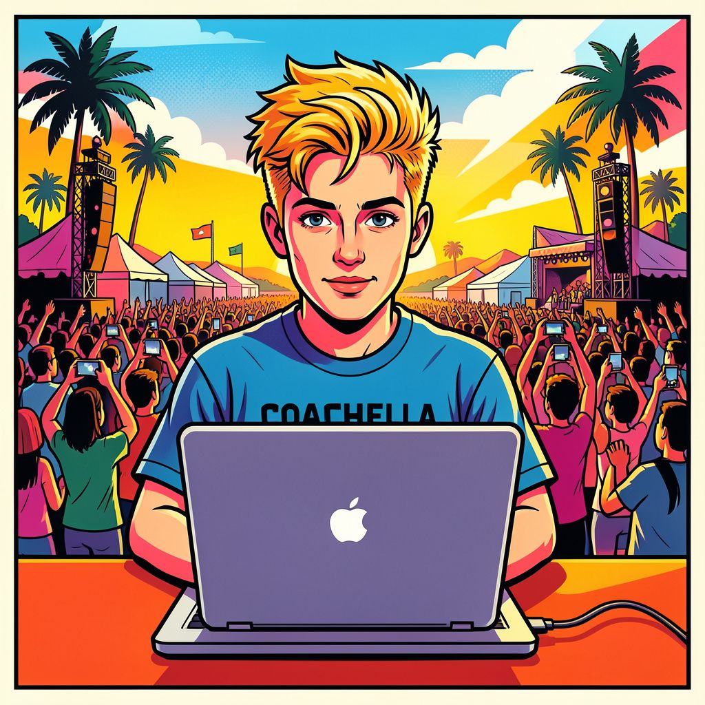 Joost Klein parodieert Justin Bieber op laptop tijdens tweede Coachella-optreden