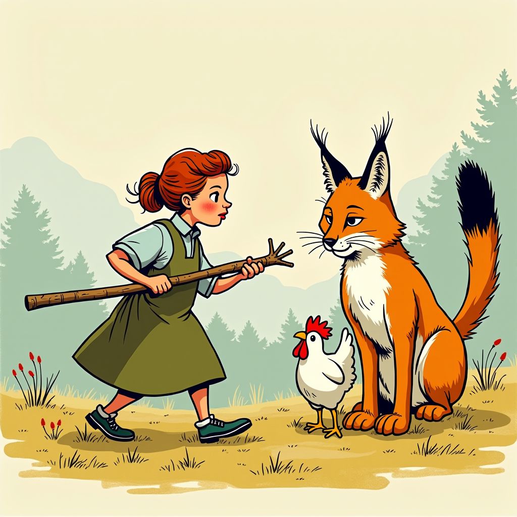 Franse vrouw slaat lynx dood met stok om kip Marie-Thérèse te redden