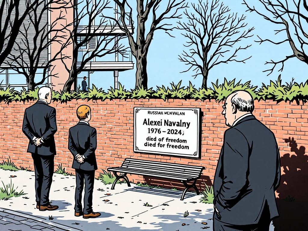 Russische diplomaten kijken nu dagelijks uit op gedenkplaquette van hun grootste tegenstander