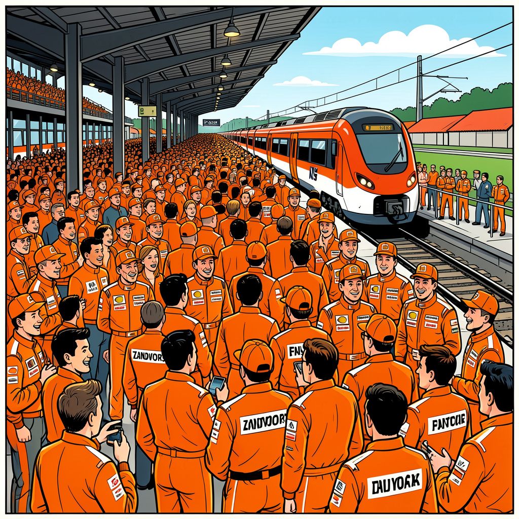 De NS zet elke vijf minuten een trein in maar de stations stromen direct overvol met Formule 1-fans.