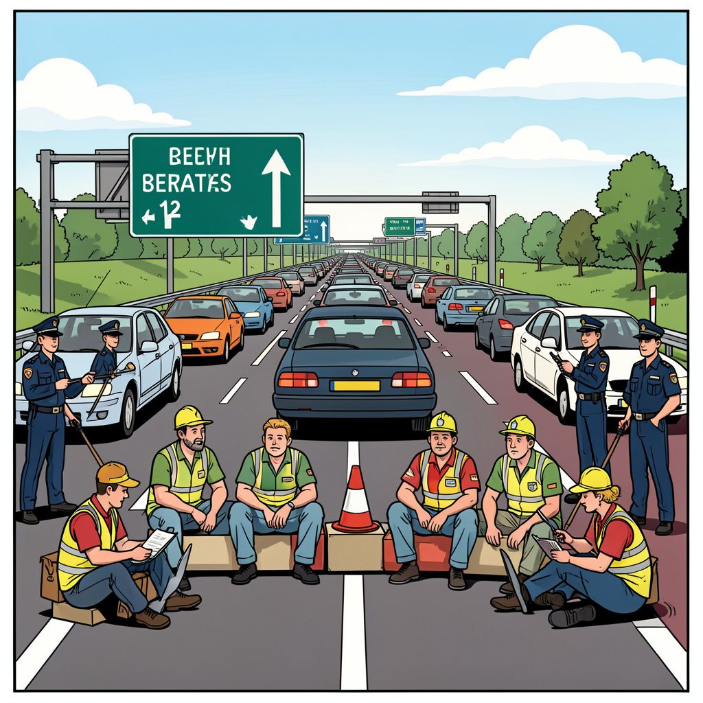 Klimaatactivisten verrassen vriend en vijand met een blokkade op de snelweg A12 vlak bij de Duitse grens.