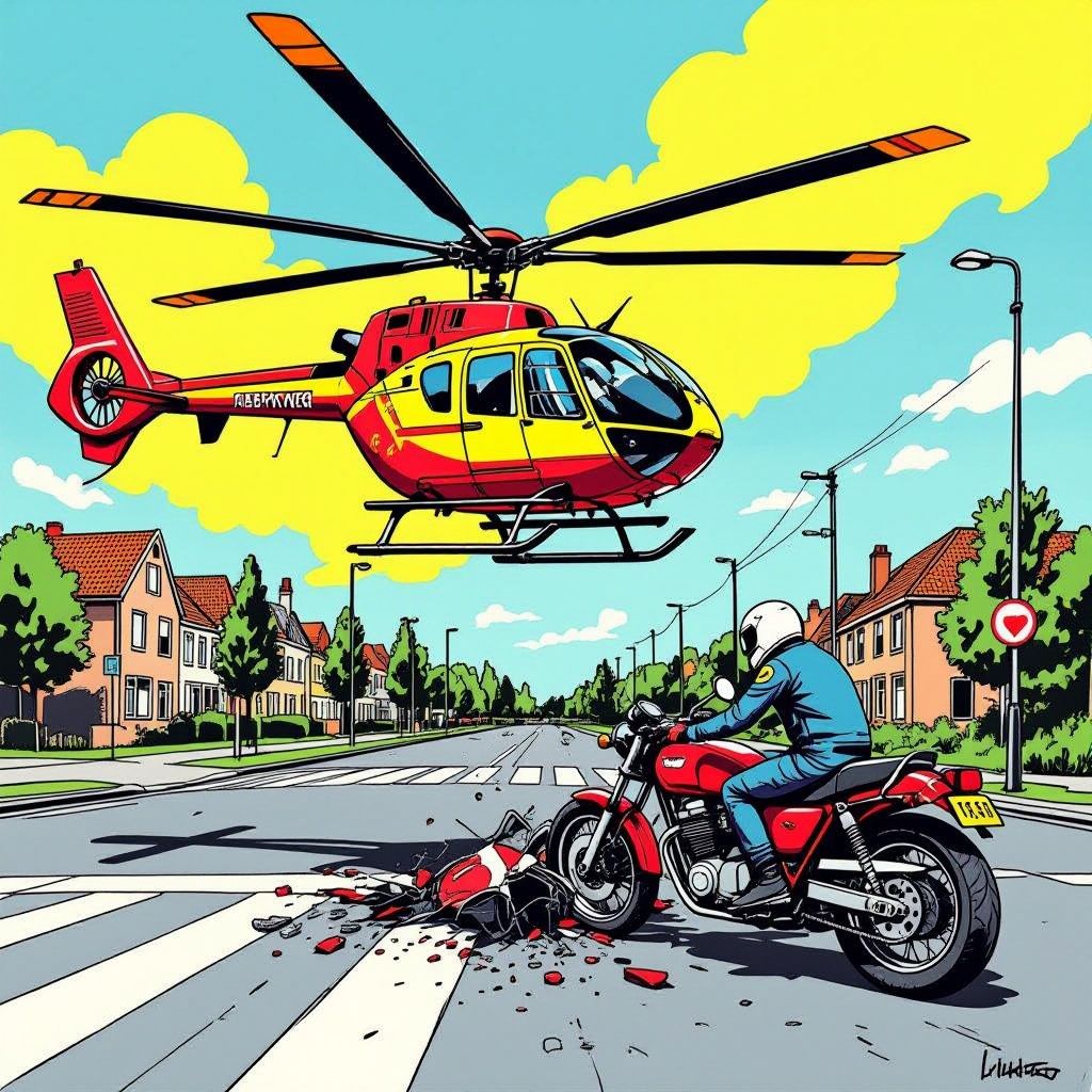 Traumahelikopter landt in Groningse binnenstad na harde botsing motorrijder