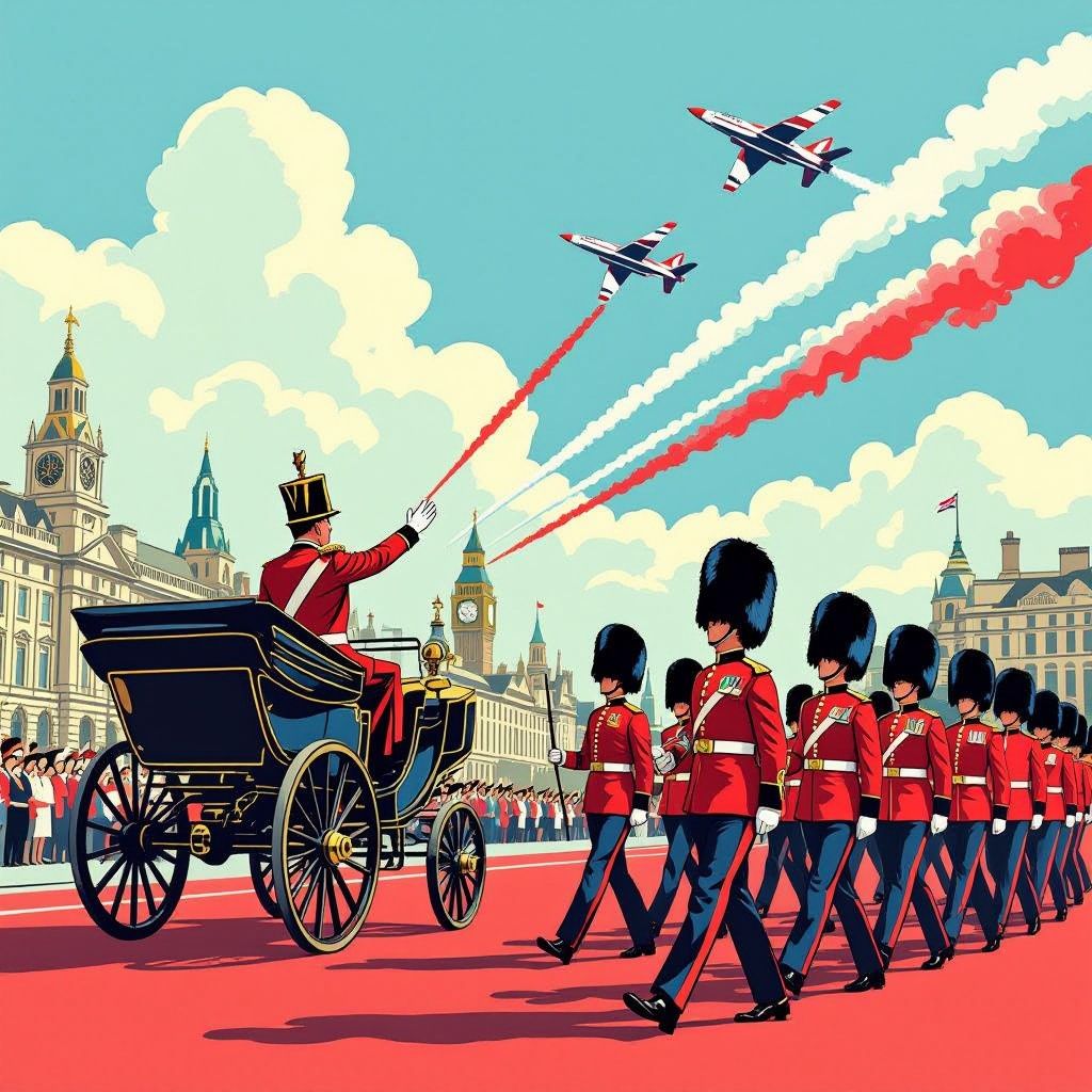 Koning Charles viert verjaardag met 1.400 soldaten, 200 paarden en de Red Arrows boven Londen