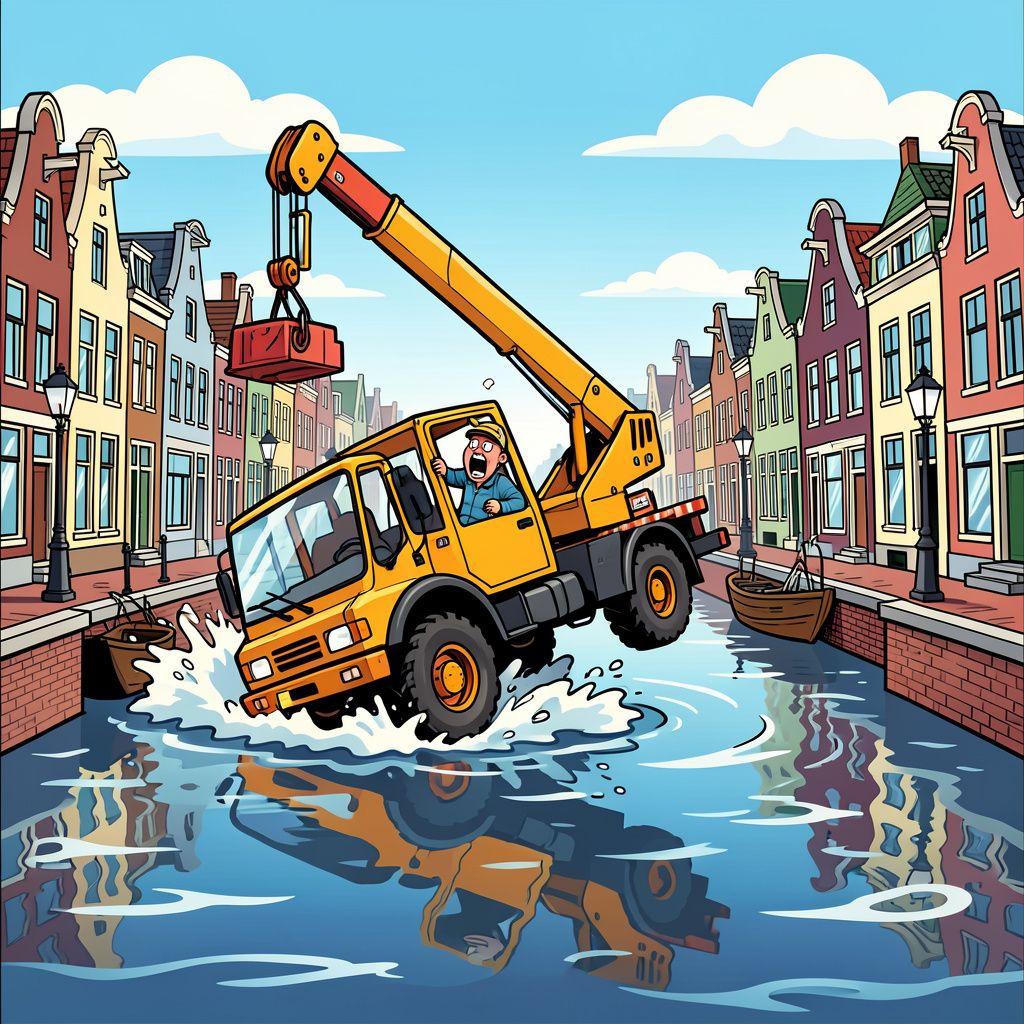 gemeente Delft krijgt de schuld nadat monteur gracht in rijdt omdat die sprekend op een weg lijkt
