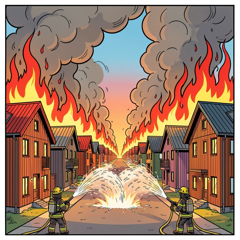 Een verwoestende brand in het Noorse Drammen legde gisteren meer dan honderd woningen in de as.