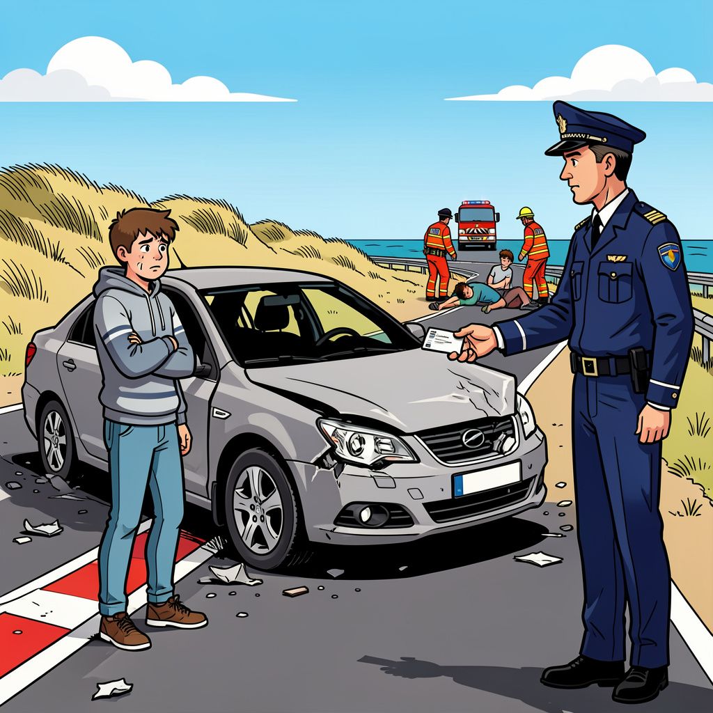 Een negentienjarige automobilist raakt zijn rijbewijs kwijt na een zwaar ongeluk met vier jongeren in Westkapelle.