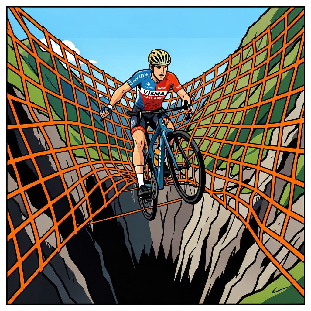 Wielrenner Sepp Kuss ontsnapt aan de dood dankzij een reddend vangnet na een dubbele crash in de Tour de France.