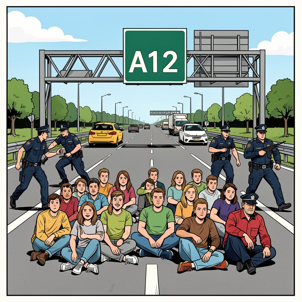 Klimaatactivisten blokkeren opnieuw de A12 in Den Haag en de politie grijpt direct in.