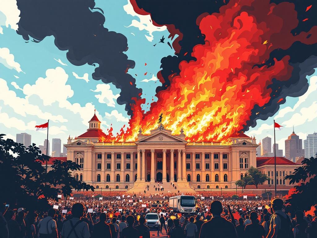 Dodelijke Protesten Ontwrichten Indonesië: Parlementsgebouwen in Vlammen