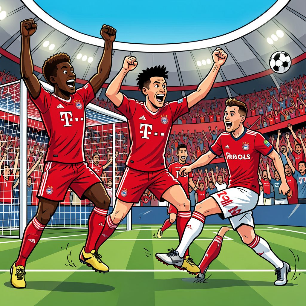 Bayern München walst over de tegenstander heen in een spectaculaire voetbalshow.