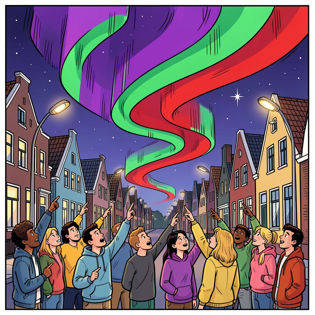 Een kleurrijk lichtspektakel kleurt de Nederlandse nachthemel.