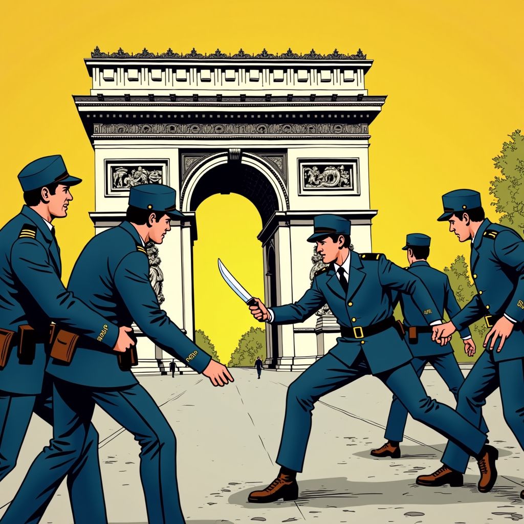 Terrorist die Belgische agenten neerstak valt opnieuw aan bij Arc de Triomphe en wordt doodgeschoten