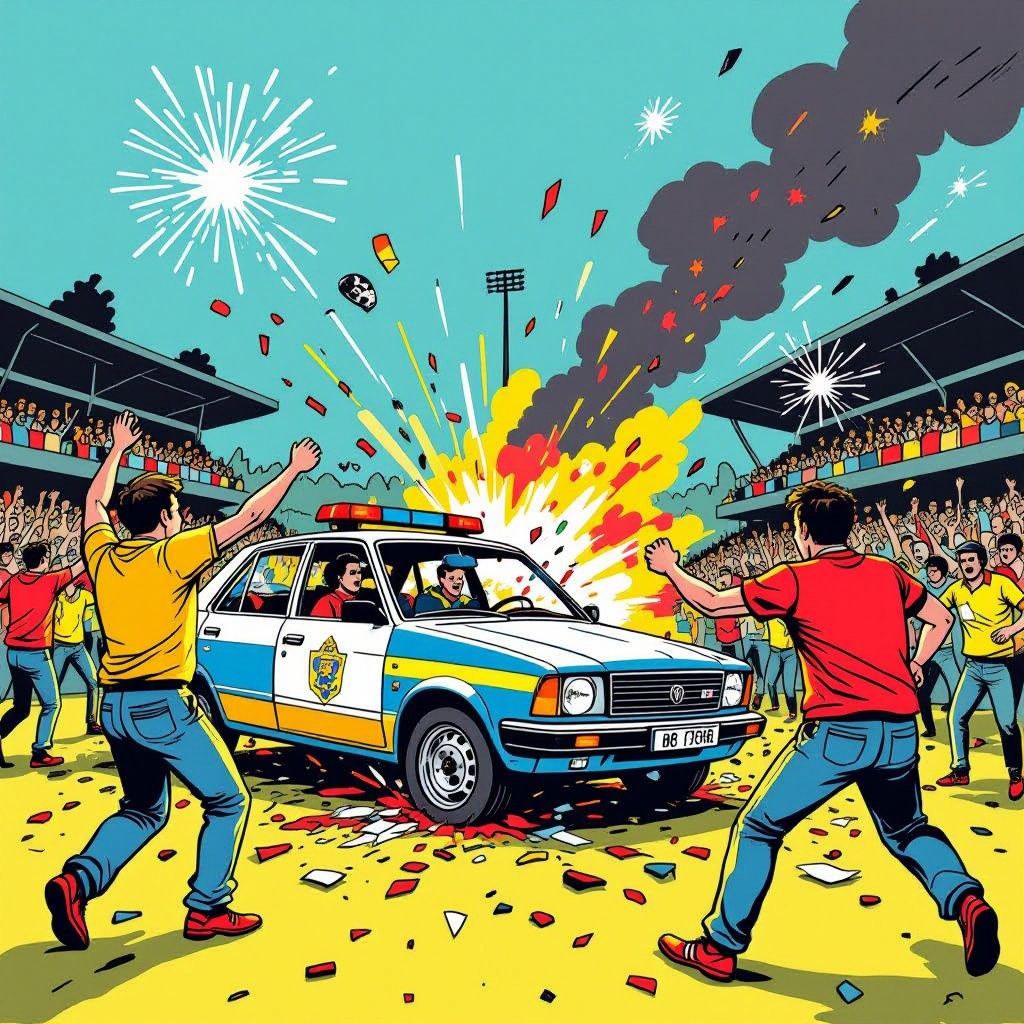 Voetbalduel Cambuur tegen Vitesse eindigt in chaos met gewonde supporter en vernielde politieauto